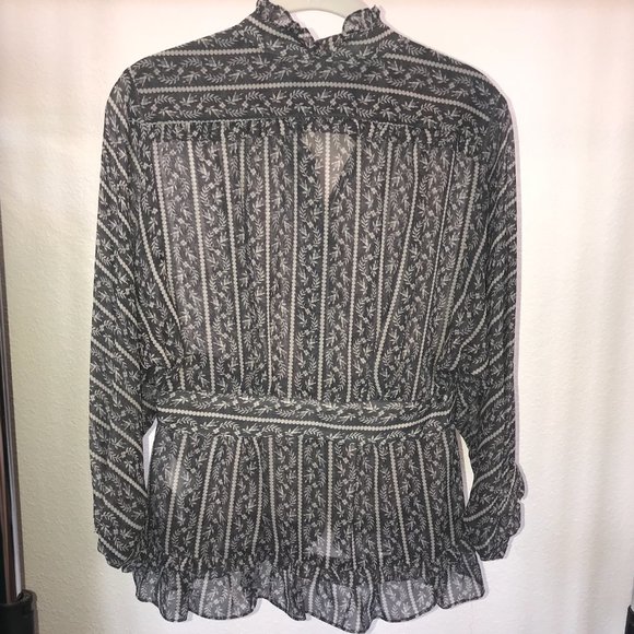 Nanette Lepore Gray Semi Sheer Blouse Size 10 - Picture 3 of 9